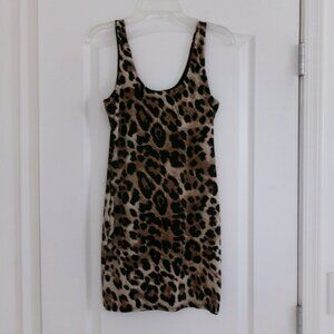 Bear Dance Leopard Print Bodycon Sleeveless Tank Dress Stretch M / L  Lined
